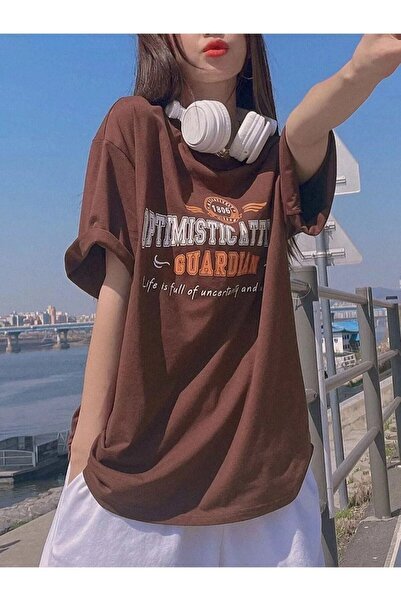 NoVibe Γυναικείο μπλουζάκι Guardian Printed Oversize Crew Neck