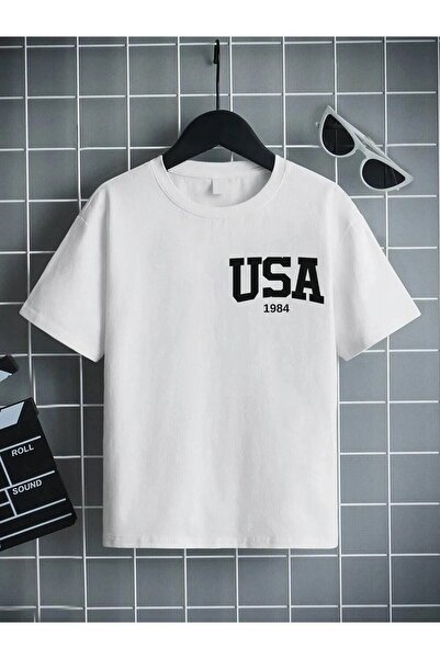 NoVibe Kids Little USA 1984 Printed Cotton Oversize Παιδικό T-shirt