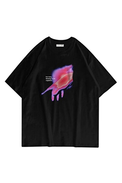 NoVibe Ungrateful Printed Cotton Oversize Crew Neck T-Shirt