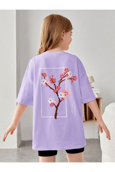 NoVibe Unisex Kids Cherry Printed Oversize T-shirt