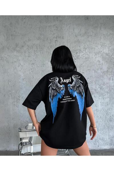 NoVibe Μπλουζάκι Unisex Plus Size Back Wing Angel με εμπριμέ κοντό μανίκι 100...