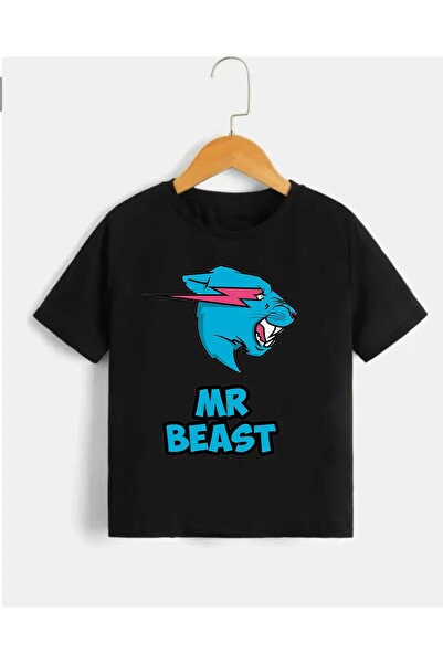NoVibe Tricou pentru copii cu mânecă scurtă, 100% bumbac, cu imprimeu MR Beast