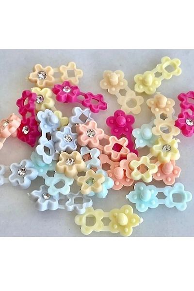 Rainbowaccessory Pachet de 48 de agrafe de mărgele pentru împletitură de păr cu model de flori