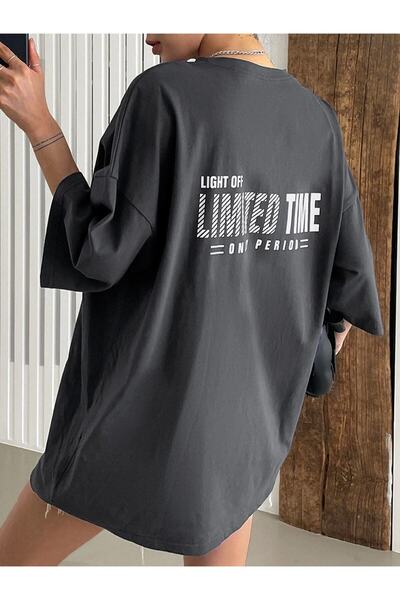 NoVibe Μπλουζάκι μεγάλου μεγέθους Light Off Limited Time Printed Oversize