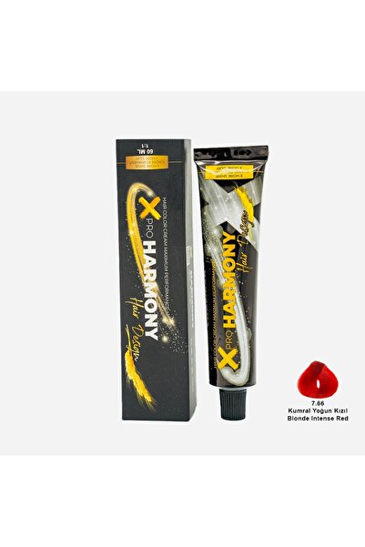 X Pro Harmony Tüp Boya 7.66 Blonde İntense Red Kumral Yoğun Kızıl Saç Boyası ...