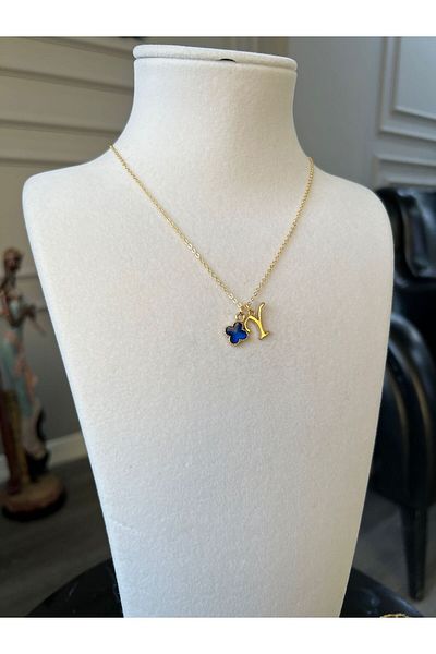 Store Y Letter Necklace Clover Charm Steel Chain Luck Necklace