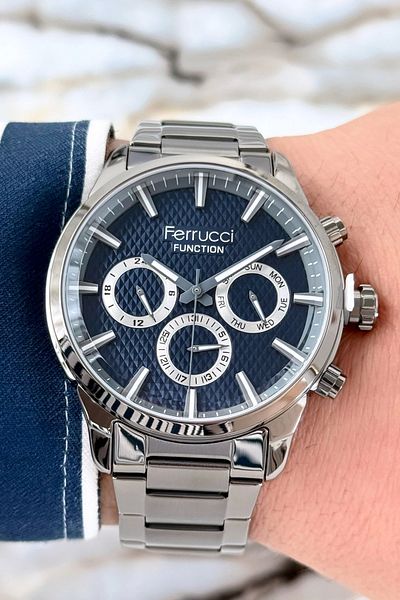 Ferrucci Men's Watch Zmfer086, Mineral Glass and Steel Band & Case