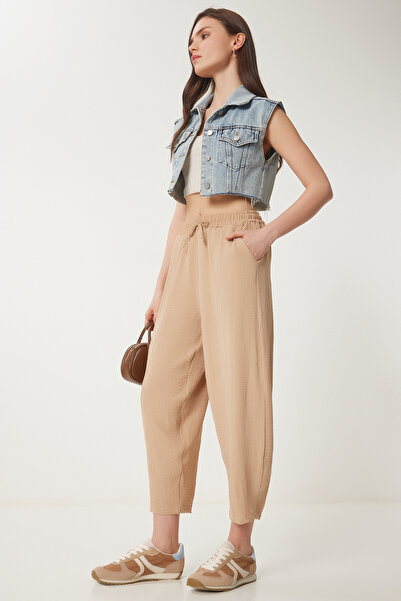 Lovelyİstanbul Καλοκαιρινό φαρδύ παντελόνι Λεπτό ayrobin lci0029