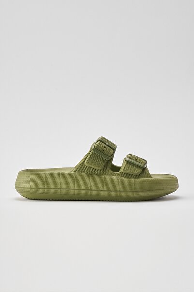 OZYO Lily Khaki Double Band Eva Platfrom Daily Summer Beach Slippers