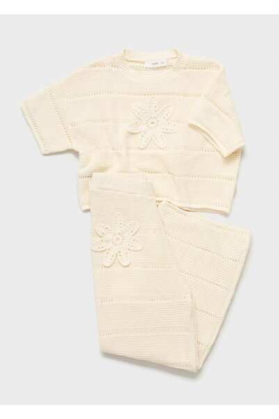 MANGO Kids Kroşe detaylı triko pantolon