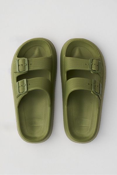 OZYO Lily Khaki Double Band Eva Platfrom Daily Summer Beach Slippers