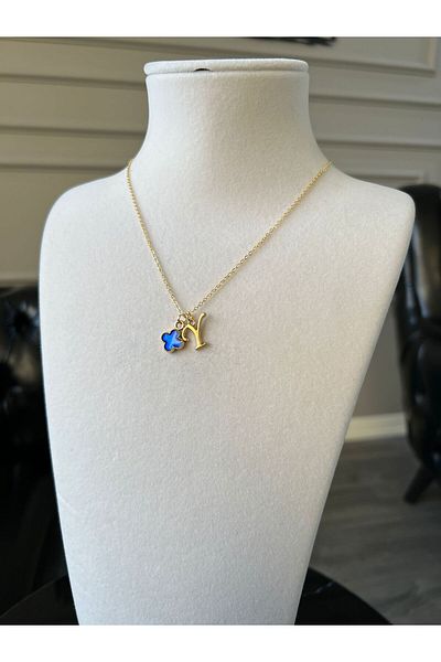 Store Y Letter Necklace Clover Charm Steel Chain Luck Necklace