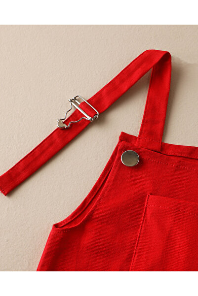 Genel Markalar Gabardin Askılı Çocuk Elbise Kırmızı