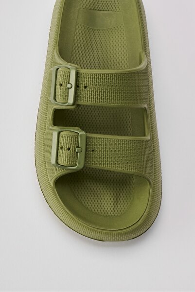 OZYO Lily Khaki Double Band Eva Platfrom Daily Summer Beach Slippers