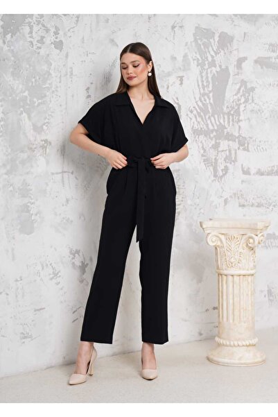 RİGALA SİYAH DÜŞÜK KOL KRUVAZE TULUM