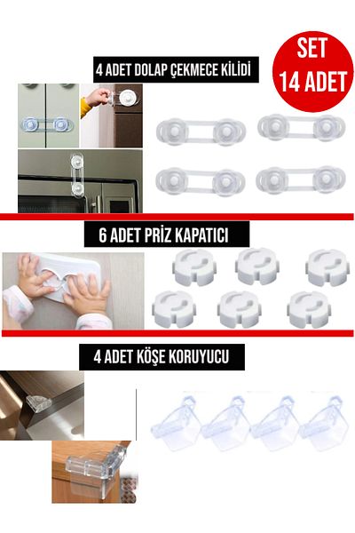 CocoVia Σετ κλειδαριάς προστασίας μωρού 14 τεμαχίων νέας γενιάς-Κλείσιμο πρίζας-Γωνιακό προστατευτικό-Κλειδαριά συρταριού