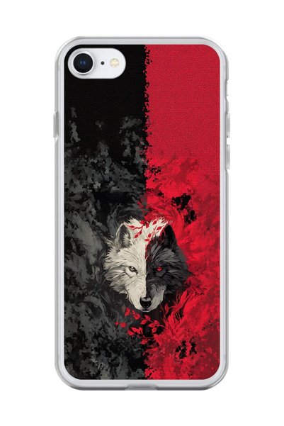 Dali Design حافظة شفافة متوافقة مع هاتف iPhone 8 بتصميم الذئب