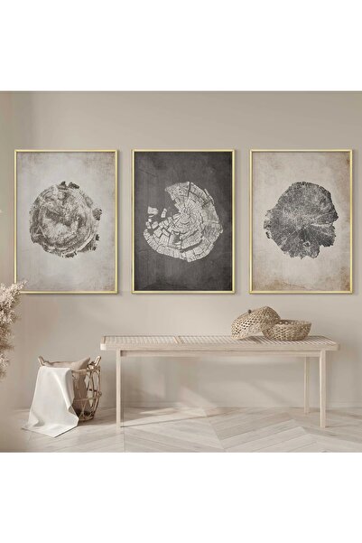 KOLAJTASARIM Bohemian Tree Textured Cream Tone Gold Metal Cadru de sticlă