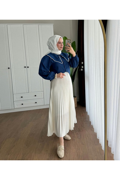 nizzell Cămașă scurtă de damă cu guler perlat