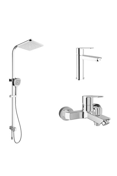 KALE Rain Square Push Button Shower Bar +Kale Mare Bathroom +Mare Sink Mixer