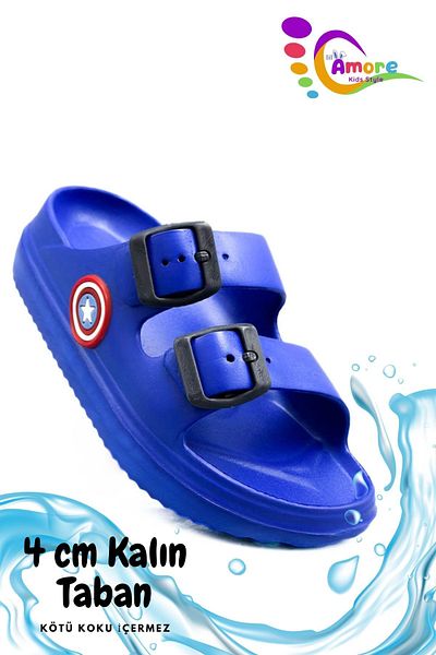 lil amore Light Air Wagon - Beach Kids Slippers - Koksu Strip Blue