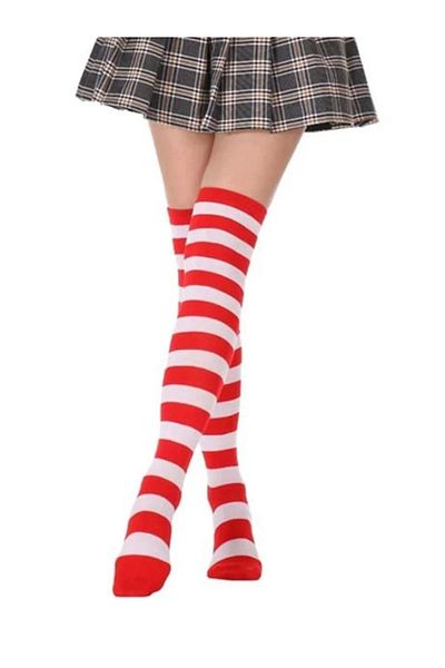 Shuttle Park Special Series Γυναικείες Κάλτσες Extra Long Red White Red White Above Knee