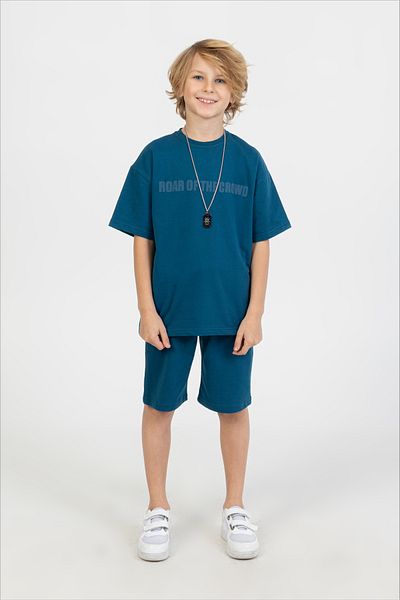 Ruhat Kids Boy's Shorts - T-Shirt with Necklace Double Set