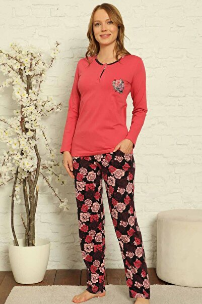 ALİMER الرمان طاقم الرقبة بلاكيت كم طويل التطريز مفصلة كامل ليكرا طقم بيجامة ...