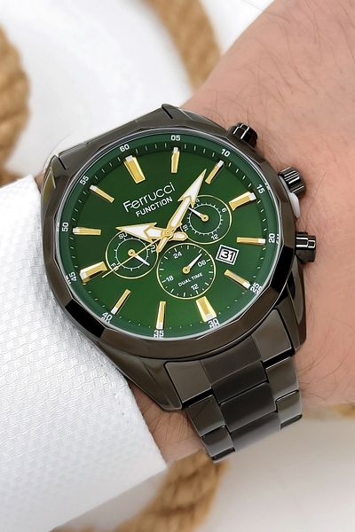 Ferrucci Function Men's Wristwatch with Steel Cord Smoked Bracelet Gift 3atm Sdfer061