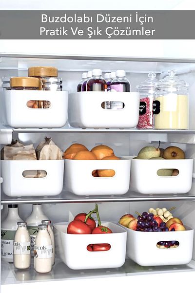 Ecolux 4 Pieces Eco+ 3.5 Lt In-Cabinet, Fridge Organizer, Bathroom, Kitchen Organizer White 24Cm16Cm11Cm