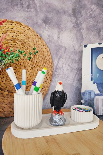 puridadesign Decorative Karakartal Fanatic Pen Holder Set, 4-Piece Desktop Organizer