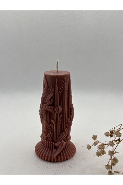 Verda Desing Kendinden Şamdanlı Dekoratif Sarmal Tasarımlı Açık Kahverengi Şa...