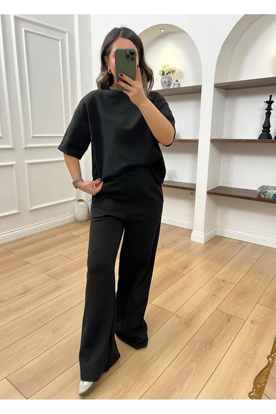 kubraozbeybutik بدلة رياضية سوداء مبطنة