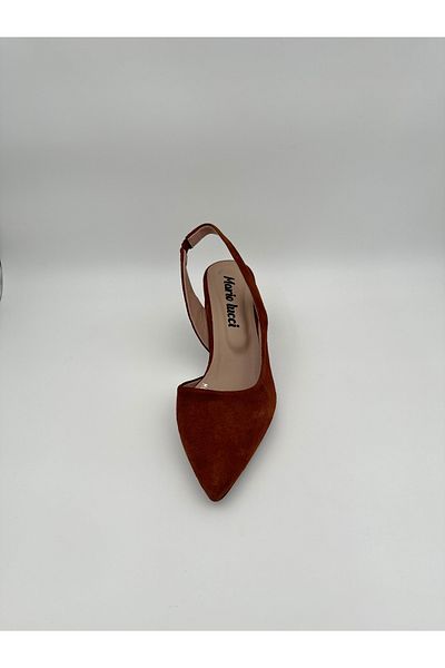 Mariolucci Women's Heeled Shoes Genuine Tan Suede
