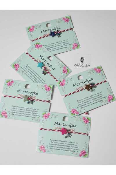 MORMAVİ MARTENIÇKA سوار ملون مكون من 5 قطع البرسيم - القلب - سوار سلسلة الفراشة