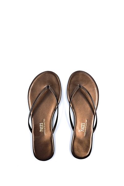 Tkees Classic Women's Patent Leather Bronze Stylish Flip Flops