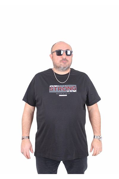 MocGrande Ανδρικό μπλουζάκι με λαιμόκοψη σε μεγάλο μέγεθος Strong 25167 ŞOKAY