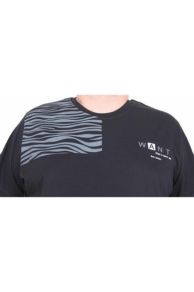 MocGrande Men's Big Size Crew Neck T-Shirt 25160 Black