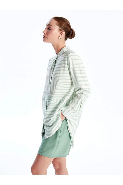 LC Waikiki Lcwaikiki Classic Green Print Women's Shirt Tunic