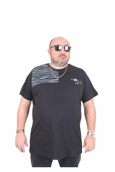 MocGrande Men's Big Size Crew Neck T-Shirt 25160 Black