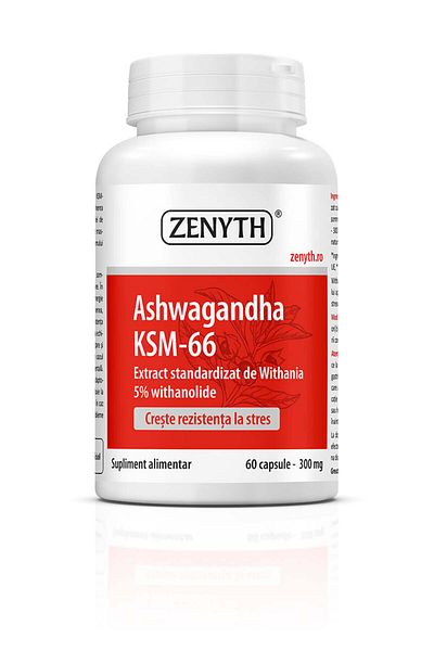 ZENYTH Ashwagandha Ksm-66, 60 Capsules, Stop Stress And Burnout Syndrome, 300 Mg/capsule,