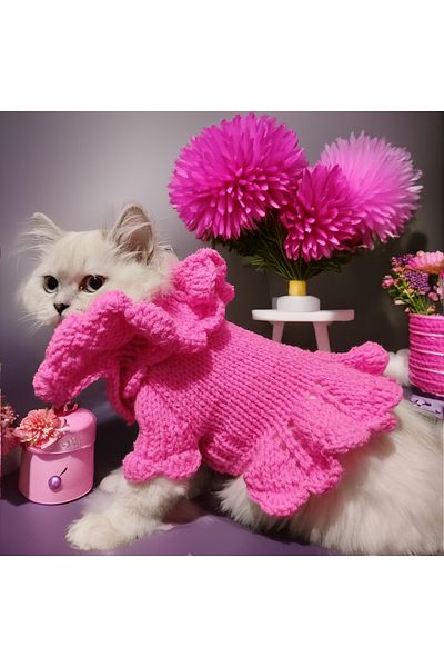 Lady Fify Pink Ruffle Sweater for Cat Dog