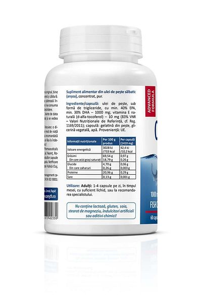 ZENYTH Omega 3 Marine, Fish oil with high content of EPA (400 mg) and DHA (300 mg), 60 soft capsules