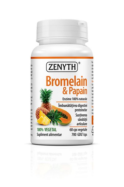 ZENYTH Bromelain Papain, 60 Capsules, Digestion, Joints, Injury Regeneration, Inflammation,