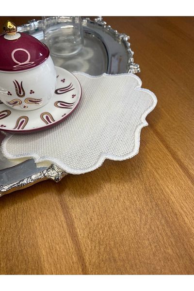 Smiling Home Linen Linen Ecru Color Stylish 6 Pieces Cocktail Serving Napkin