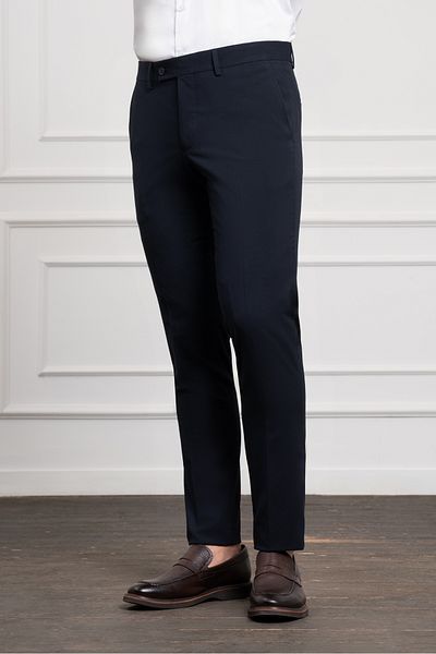 Morven Men's Navy Blue Polyviscon Basic Slim Fit Slim Fit Classic Trousers