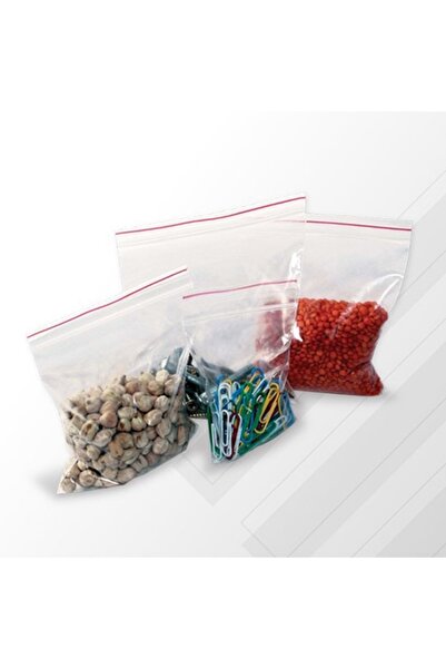 BAKOM AMBALAJ 100 Adet 11x14 Kilitli Poşet / Kına Çerez Kuruyemiş Hurma Naylonu / Şeffaf Torba Kilitli Torba