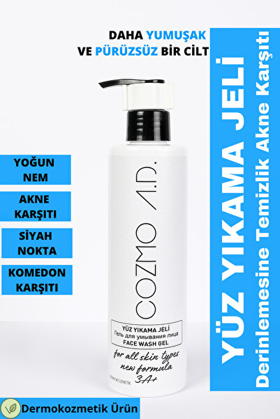COZMO AD Yüz Yıkama Jeli - 250 ml Sivilce , Komedon, Siyah Nokta , Sebum Deng...