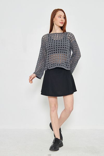brako tekstil Perforated Knitted Crop Sweater Women's Loose Sweater