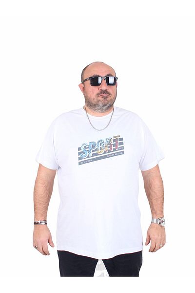 MocGrande Tricou pentru bărbați cu decolteu mare și sport 25162 ALB